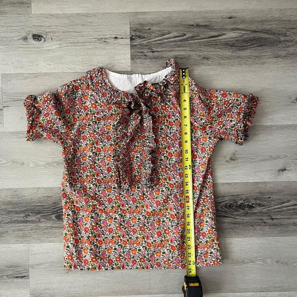 Elizabeth Wilson Cottagecore Floral Ruffle Mock Neck Blouse Top M - Picture 5 of 6